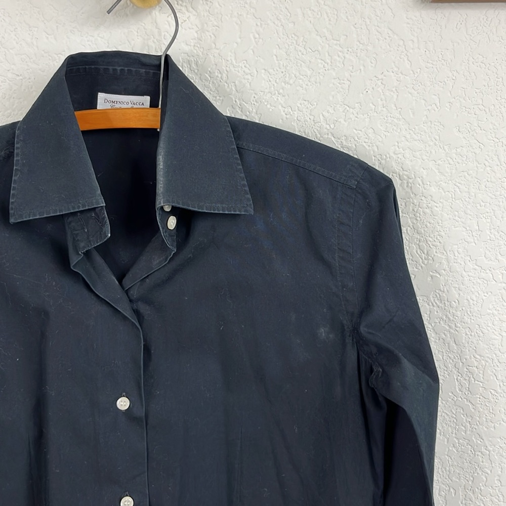 Domenico Vacca Solid Point Collar Button Front Bl… - image 1
